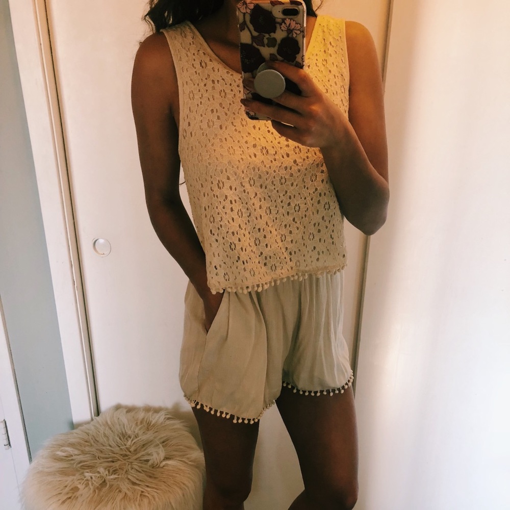 Cream Lace Romper from Francesca’s